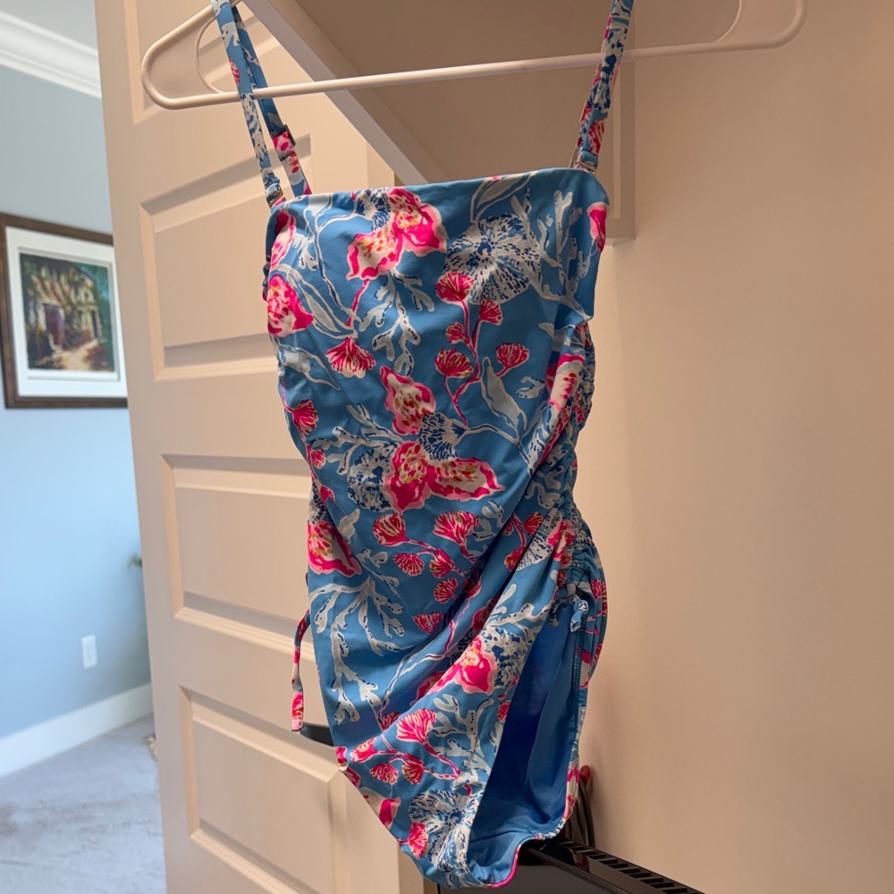 Lilly Pulitzer Blue and Pink Floral One Piece Swimsuit